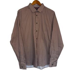 NWT Ted Baker Shirt Men 5 Large Brown‎ Button Up Geometric Business Office Work